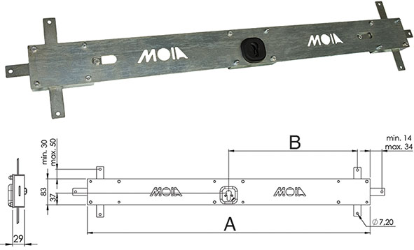 SERRATURE MOIA A FASCIA PER BASCULANTE 156B 156BL 