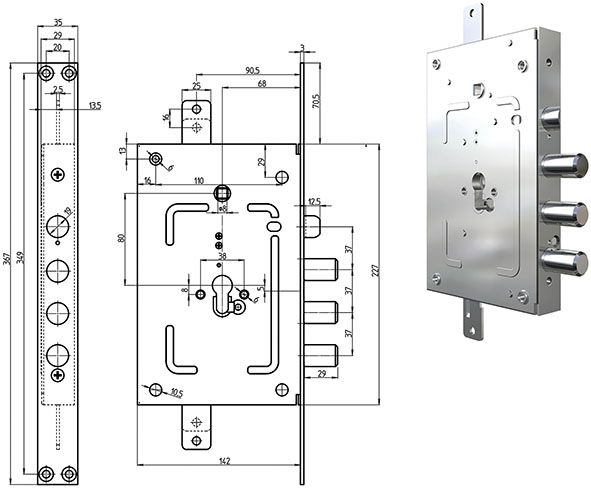 SERRATURE CR PER PORTE BLINDATE I37 2655G-52      