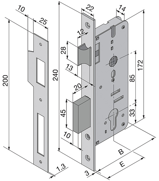 SERRATURE WELKA 015.40/80 INFILARE PER LEGNO      