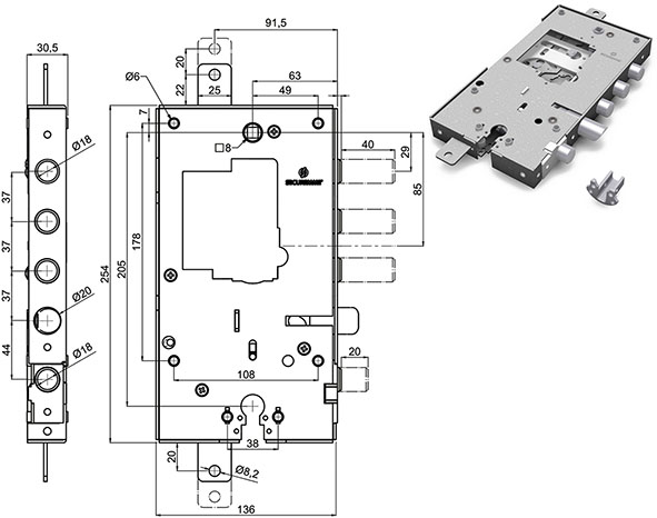 SERRATURE SECUREMME PORTE BLINDATE DOPPIA 2531.37 