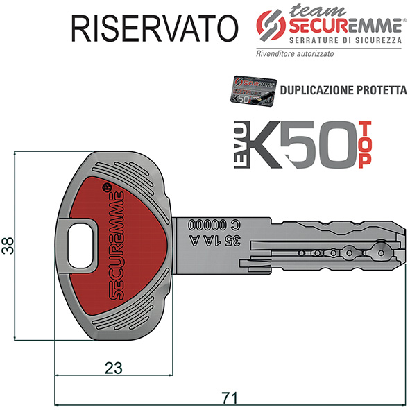 CHIAVI PUNZONATE SECUREMME TEAM EVOK50            