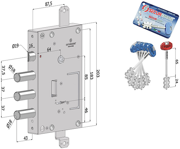 SERRATURE SECUREMME PORTE BLINDATE 1401SCR0337S67 